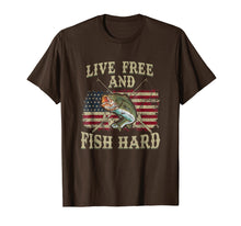Load image into Gallery viewer, Live Free and Fish Hard Patriotic Fishing USA T-Shirt