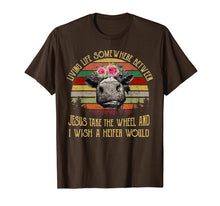Load image into Gallery viewer, Living Life Somewhere Between Jesus Take The Wheel Tshirt