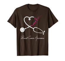 Load image into Gallery viewer, Nurse Breast Cancer Awareness Pink Ribbon Stethoscope Heart T-Shirt