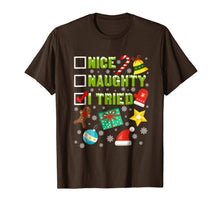 Load image into Gallery viewer, Nice Naughty I Tried Funny Christmas T-Shirt