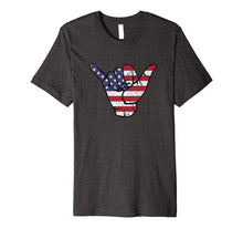 Load image into Gallery viewer, Shaka Hang Loose American Flag Premium T-Shirt