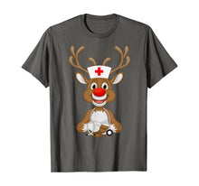 Load image into Gallery viewer, Christmas Scrub Top Reindeer Scrubs Rubber Gloves Nurses T-Shirt