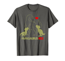 Load image into Gallery viewer, Papasaurus Tshirt Trex Papa I happy have two kid shirt gift