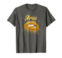Load image into Gallery viewer, Aries Zodiac Birthday Golden Lips T-Shirt for Black Women