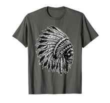 Load image into Gallery viewer, NATIVE AMERICAN BIG CHIEF SKULL HEAD DRESS UNISEX TEE SHIRT