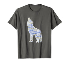Load image into Gallery viewer, National Park Wolf Shirt Lists all 59 National Parks