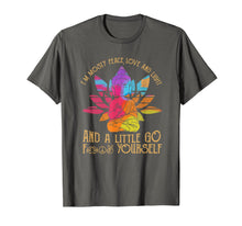 Load image into Gallery viewer, I'm Mostly Peace Love And Light And A Little Go Yoga T-Shirt