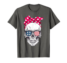 Load image into Gallery viewer, Pink Bandana Skull American Flag Glasses T Shirt