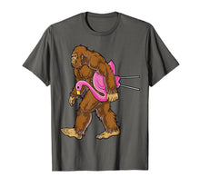 Load image into Gallery viewer, Bigfoot Carrying Lawn Flamingo T Shirt Funny Sasquatch Tees