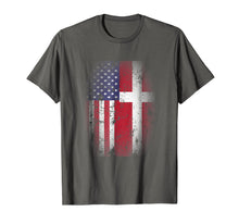 Load image into Gallery viewer, Danish American Mixed Flags T-Shirt USA Denmark Danmark Flag