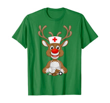 Load image into Gallery viewer, Christmas Scrub Top Reindeer Scrubs Rubber Gloves Nurses T-Shirt