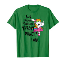 Load image into Gallery viewer, Rock paper scissors throat punch I win unicorn T-Shirt