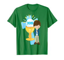 Load image into Gallery viewer, 2019 First Communion Shirt Gift Brunette Boy Chalice Rosary