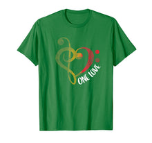 Load image into Gallery viewer, One Love - Treble Bass Clef Heart - Reggae Musician T-Shirt