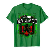 Load image into Gallery viewer, Scottish Surname Clan Wallace Tartan Lion Crest T-shirt