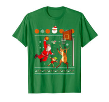 Load image into Gallery viewer, Basketball Christmas Ugly Sweater Dunking Santa and Reindeer T-Shirt-2347380