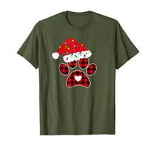 Load image into Gallery viewer, Buffalo Plaid Christmas Paw Dog with Santa hat & Lights Gift T-Shirt