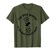 Load image into Gallery viewer, D20 Dice Giveth and Taketh Away Dragon RPG Retro Board Gamer T-Shirt-1278106