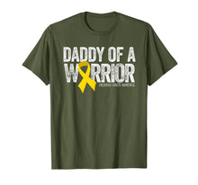 Load image into Gallery viewer, Mens Daddy of a Warrior Childhood Cancer Shirt Dad Ribbon
