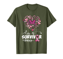 Load image into Gallery viewer, I'm a survivor heart pink ribbon breast cancer awareness T-Shirt