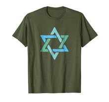 Load image into Gallery viewer, Distressed Blue Green Jewish Star of David Graphic Tee Shirt