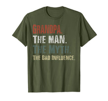 Load image into Gallery viewer, Grandpa The Man The Myth The Bad Influence Tshirt