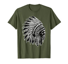 Load image into Gallery viewer, NATIVE AMERICAN BIG CHIEF SKULL HEAD DRESS UNISEX TEE SHIRT
