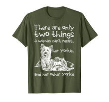 Load image into Gallery viewer, Funny A Woman Can't Resist Her Two Yorkies T-Shirt