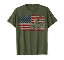 Load image into Gallery viewer, Farm Tractors America Flag T-Shirt I Patriotic Farming Gift