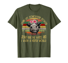 Load image into Gallery viewer, Living Life Somewhere Between Jesus Take The Wheel Tshirt