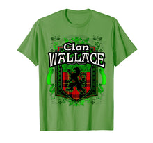 Load image into Gallery viewer, Scottish Surname Clan Wallace Tartan Lion Crest T-shirt