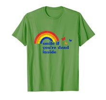 Load image into Gallery viewer, Smile if You're Dead Inside Rainbow Vintage Dark Humor T-Shirt-186033