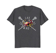 Load image into Gallery viewer, Boys Lacrosse Shirt Sticks Crossed Crab LAX Maryland Flag