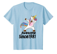 Load image into Gallery viewer, 38th Birthday Gift Awesome Since 1981 Unicorn Dabbing Shirt