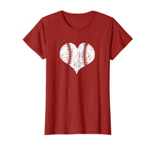Load image into Gallery viewer, Baseball Mom Love Baseball Heart Red and White T-shirt