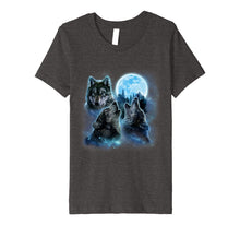 Load image into Gallery viewer, Three Wolves Howling and Moon, Wolf T-Shirt