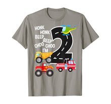 Load image into Gallery viewer, Kids Trucks 2nd Birthday Party Toddler I'm 2 Year Old Bday T-Shirt
