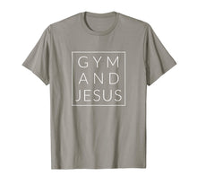 Load image into Gallery viewer, Gym and Jesus, Christian Workout, Fun Modern Fitness Tshirt