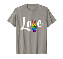Load image into Gallery viewer, Mens LOVE Peace Sign Rainbow Gay Pride Shirt Love Is Love T-Shirt
