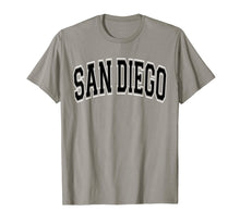 Load image into Gallery viewer, San Diego T Shirt - Varsity Style Black Text