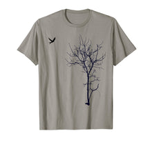 Load image into Gallery viewer, Tree and bird T-shirt Nature black graphic tee