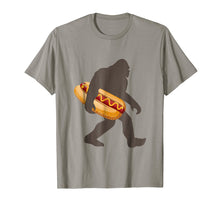 Load image into Gallery viewer, Bigfoot Carrying hotdog T Shirt, Funny Sasquatch Gift