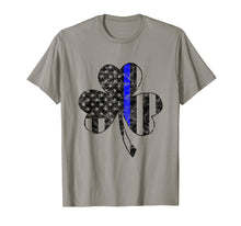 Load image into Gallery viewer, Thin Blue Line St Patricks Day Shirt Shamrock Irish Flag Tee