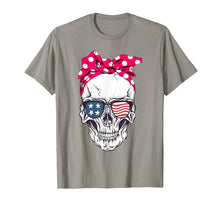 Load image into Gallery viewer, Pink Bandana Skull American Flag Glasses T Shirt