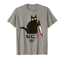 Load image into Gallery viewer, Cat What? Nani ? Funny Murderous Black Cat With Knife T-Shirt