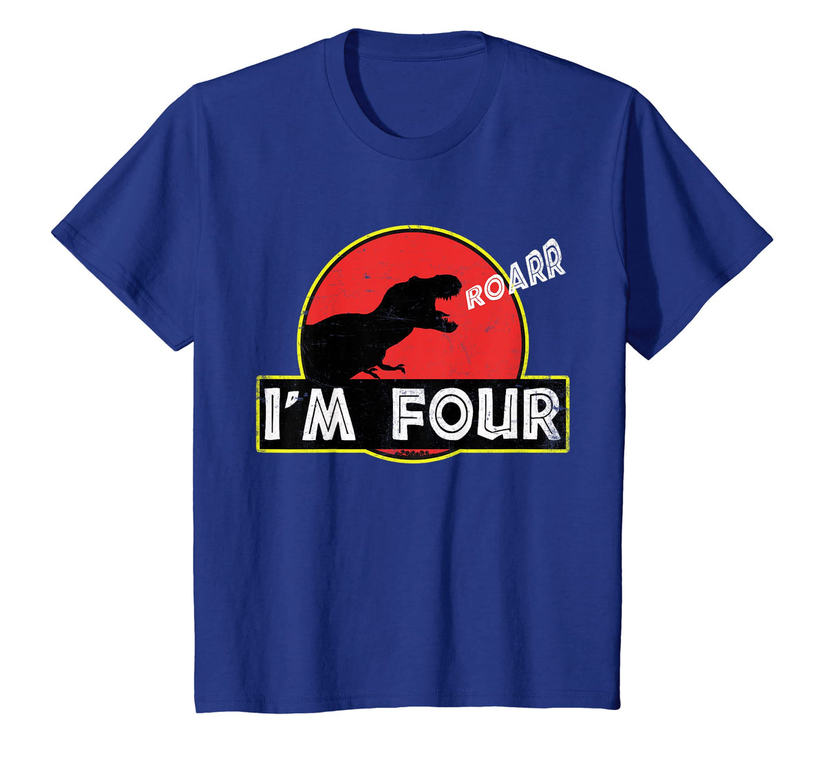 kids-kids-4-year-old-birthday-gift-shirt-roar-i-m-four-dinosaur-new