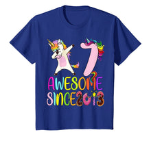Load image into Gallery viewer, 7 year 7th birthday party dabbing unicorn awesome since 2013 T-Shirt-640265