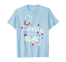 Load image into Gallery viewer, Nurse Stethoscope Merry and Bright Christmas Lights Gift T-Shirt