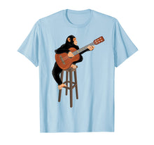 Load image into Gallery viewer, Chimpanzee playing acoustic guitar. Funny monkey t-shirt.