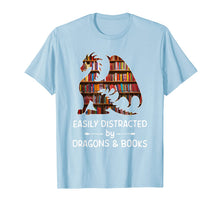 Load image into Gallery viewer, easily distracted by Dragon and Books nerds T-Shirt